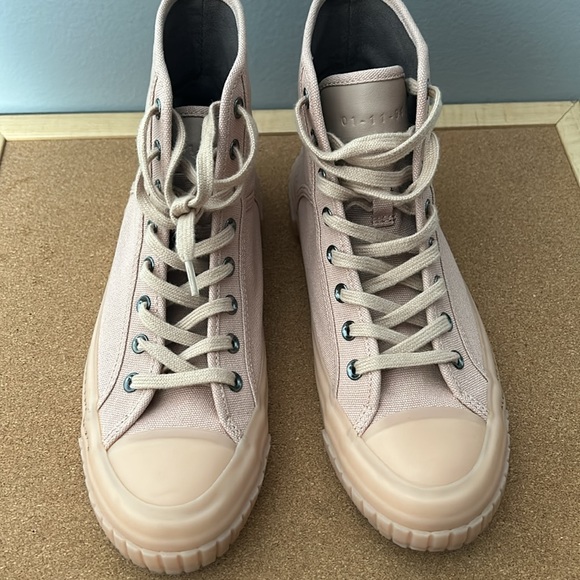 AllSaints Canvas High Top Sneakers Light Pink size 38 US 7 - Picture 3 of 16